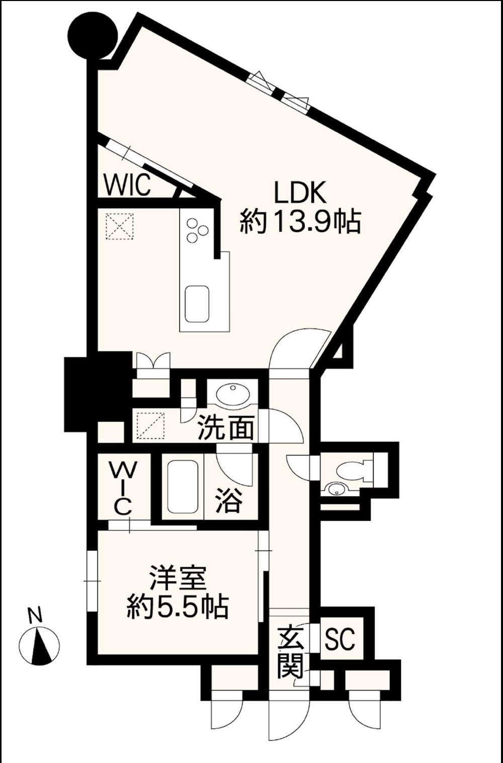 ザ・熊本ガーデンズ中古物件 1LDK間取りと間取図